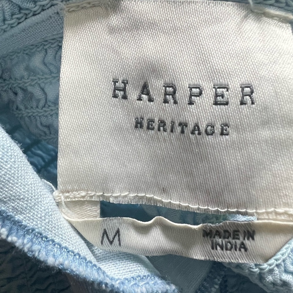 Harper Heritage Light Wash Blue Shoulder Ties Ruffle bottom Tank Size Medium EUC - Picture 8 of 8